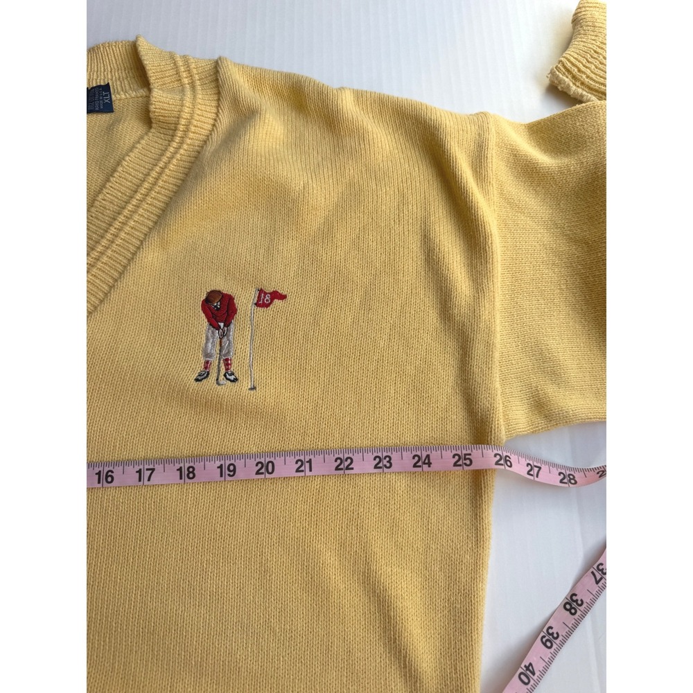Vintage Scottish Isle by Bernette Yellow V-Neck Golf Sweater Embroidered XLT - Picture 4 of 7